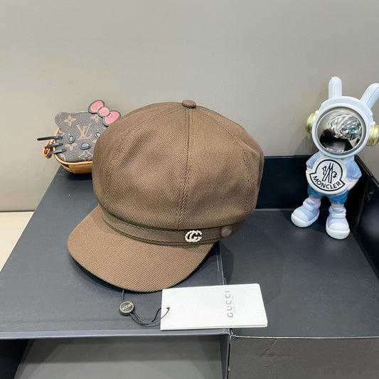 BAKER BOY CAP IN MEDIUM BROWN FABRIC 400795