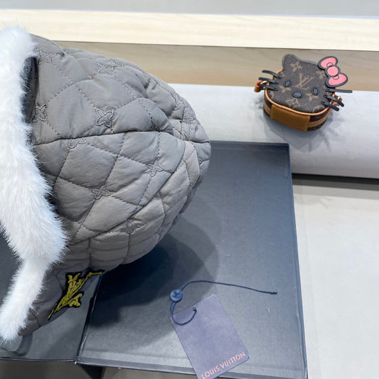 TRAPPER HAT IN GRAY COTTON 411229