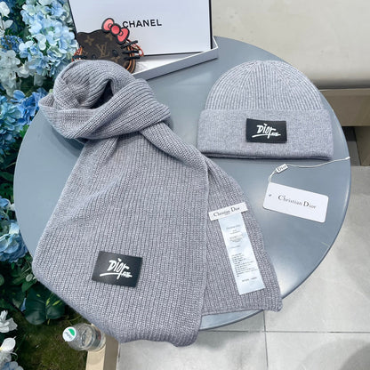 SET CLASSIC SCARF AND HAT IN GRAY RABBIT WOOL 434626