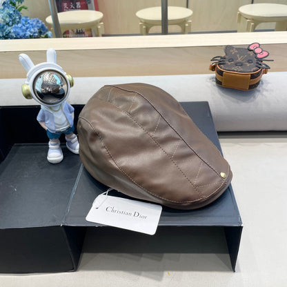 BAKER BOY HAT IN WALNUT BROWN LEATHER 436765
