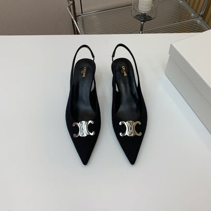 ALMA TRIOMPHE SLINGBACK IN BLACK SUEDE