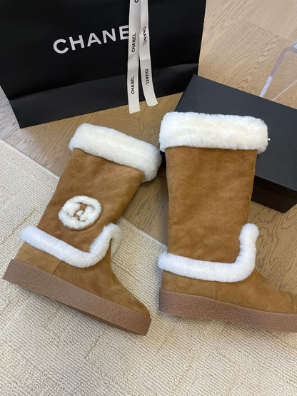 HIGH BOOTS IN CIDER BROWN SUEDE AND FLEECE LINING