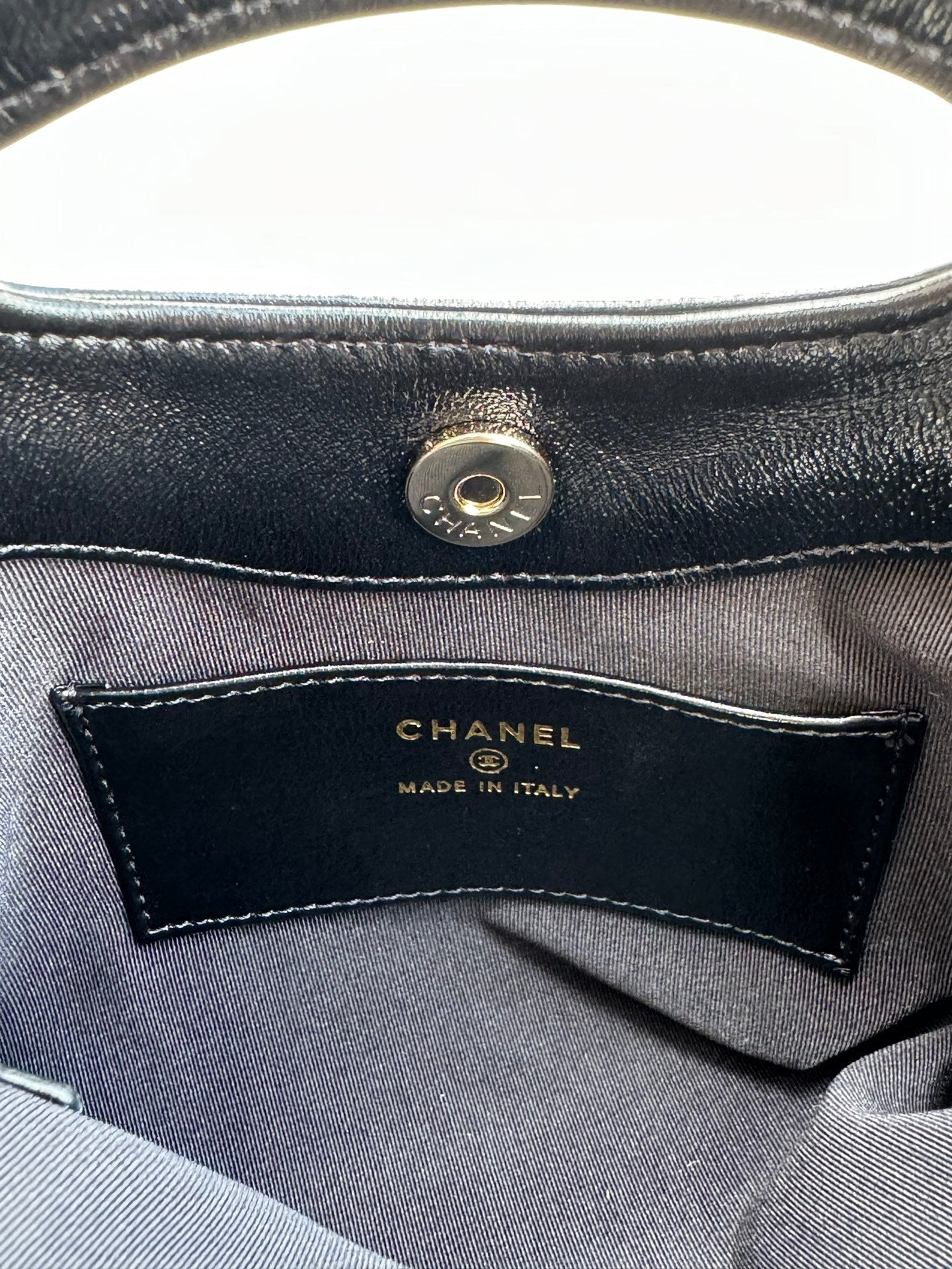 MINI SHOPPING BAG 20 IN BLACK MIX TAWNY BROWN LAMBSKIN GOLD-TONE METAL