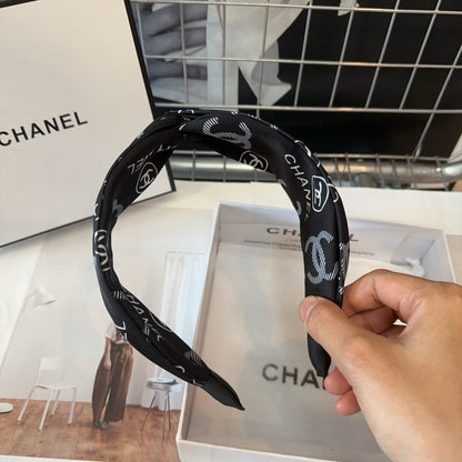 BLACK MONOGRAM FABRIC HAIRBAND 414446