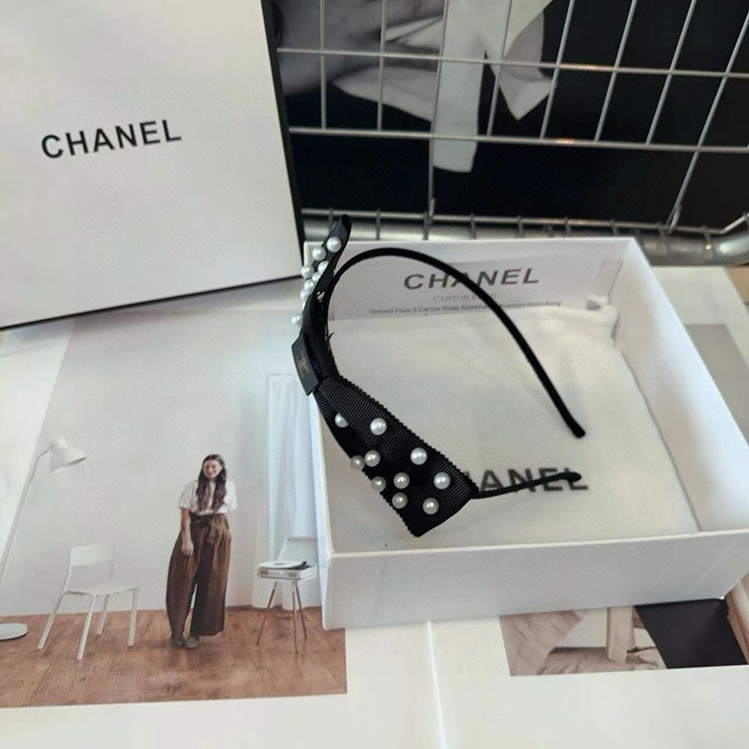 BLACK FABRIC WITH PEARLS HAIRBAND 415960