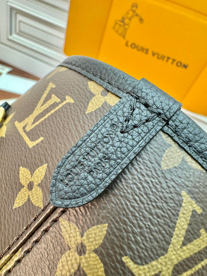 NEVERFULL INSIDE OUT MM BAG 31 IN BROWN MONOGRAM COATED CANVAS AND CALFSKIN