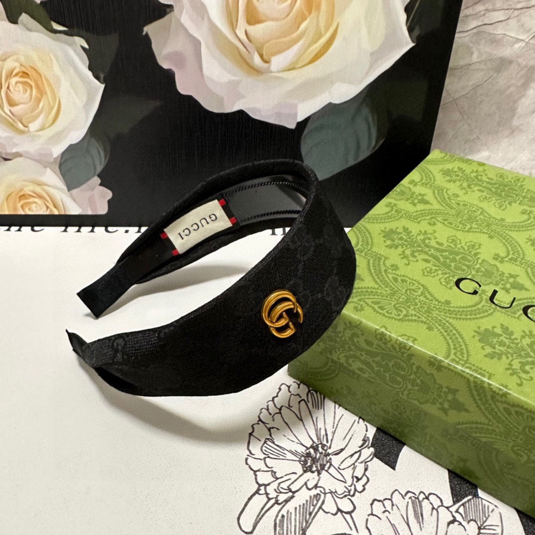 BLACK MONOGRAM CANVAS HAIRBAND 369310