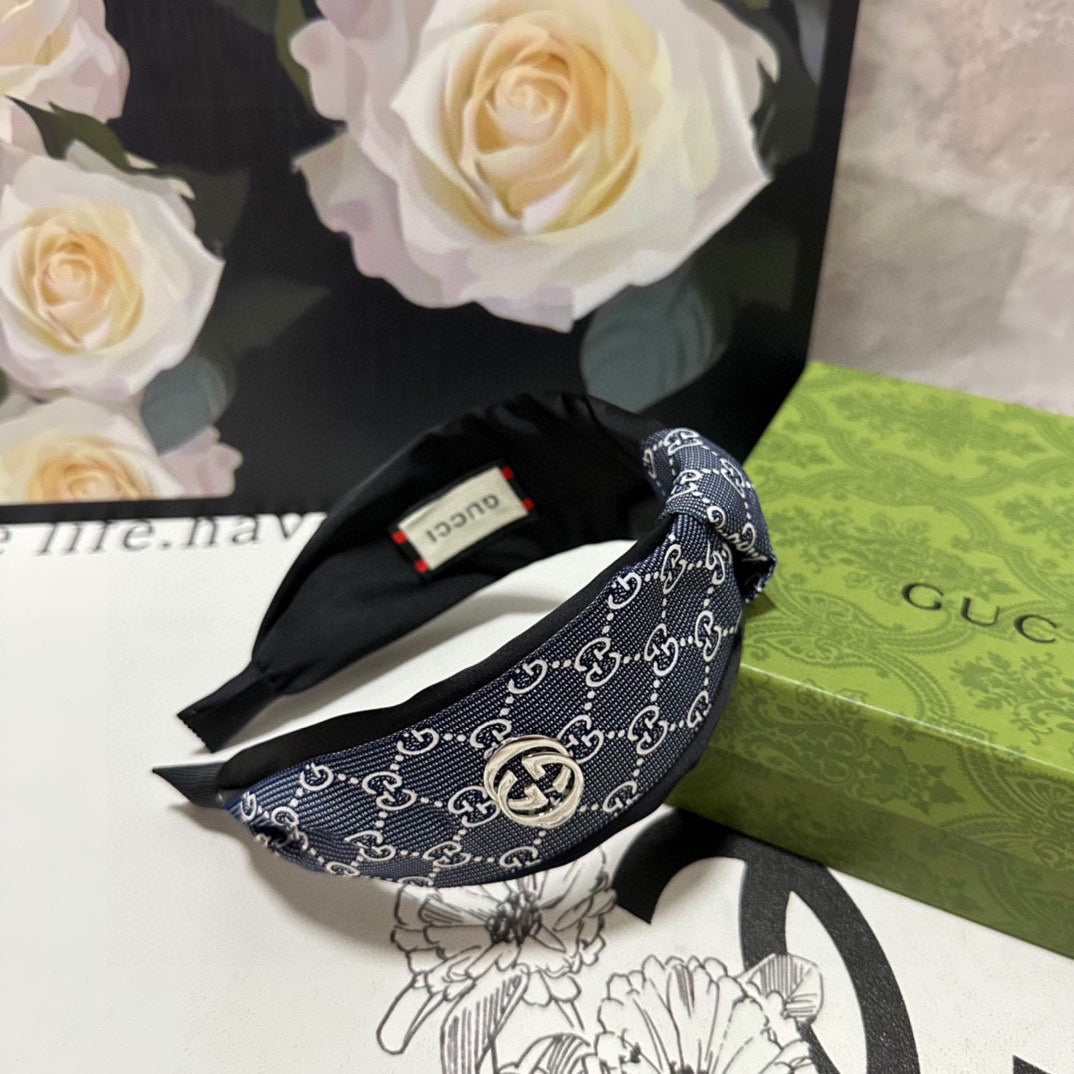 HEADBAND IN SPACE CADET MIX WHITE MONOGRAM CANVAS 423617