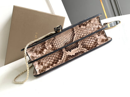 HANDBAG 25 IN GREY SHINY PYTHON LEATHER