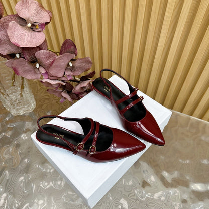 JUDY DOUBLE STRAP MARY JANE SLINGBACK 35MM IN CURRANT RED CALFSKIN