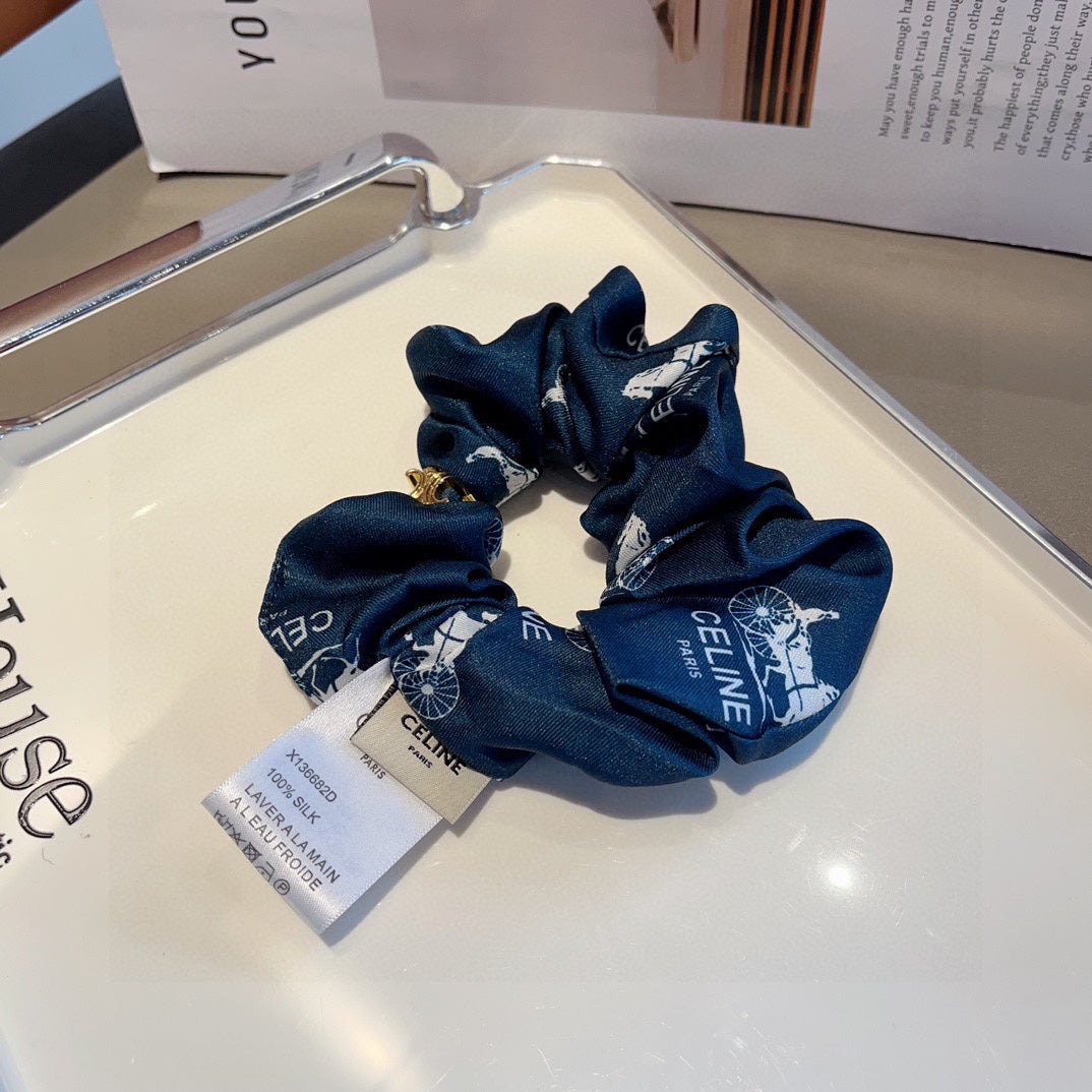 NAVY BLUE WRINKLED FABRIC SCRUNCHIE 417308