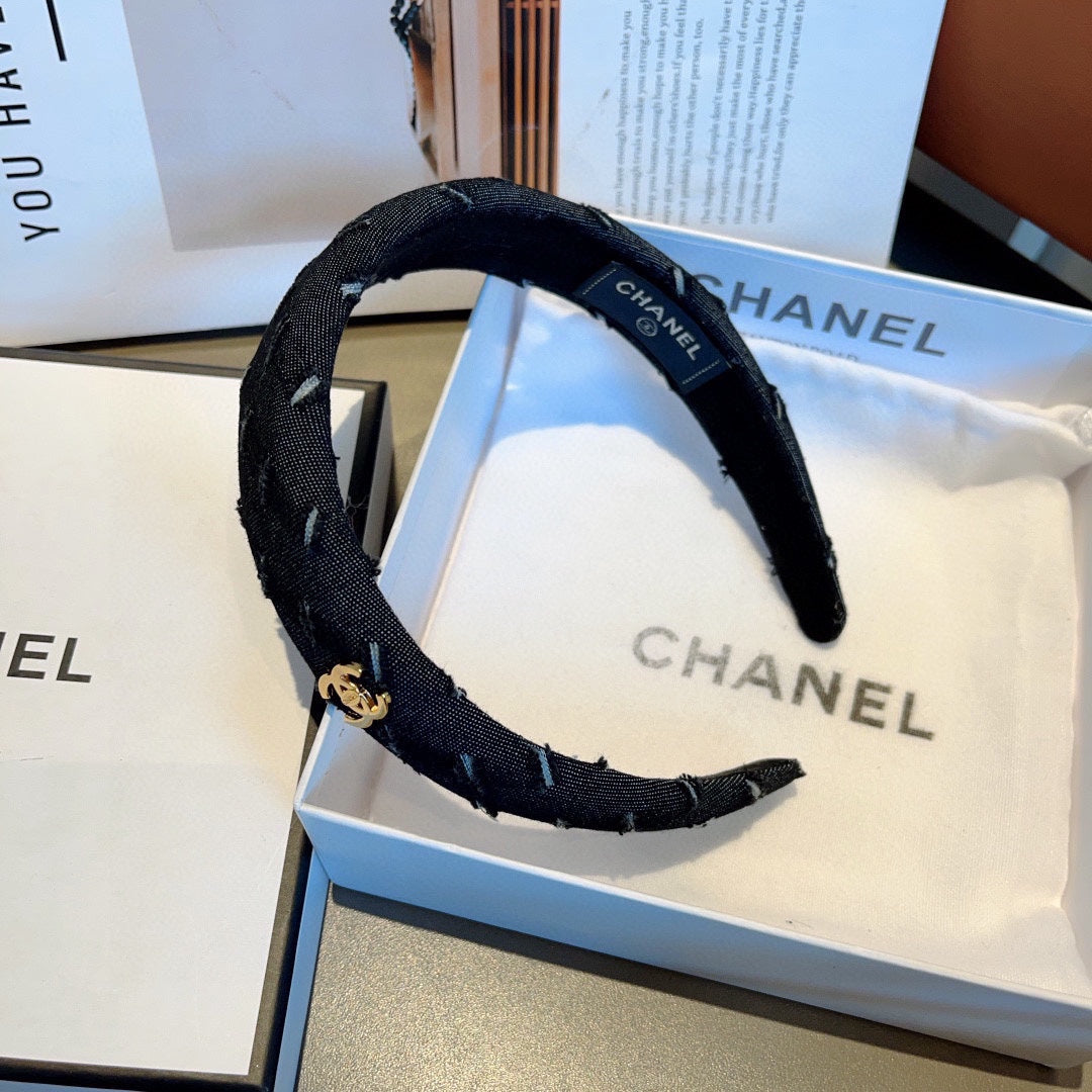 BLACK DENIM FABRIC HAIRBAND 432769