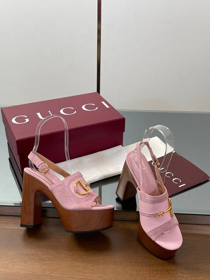 HIGH HEEL SANDALS 13 CM IN PINK CALFSKIN MIX SUEDUE GOLD HARDWARE