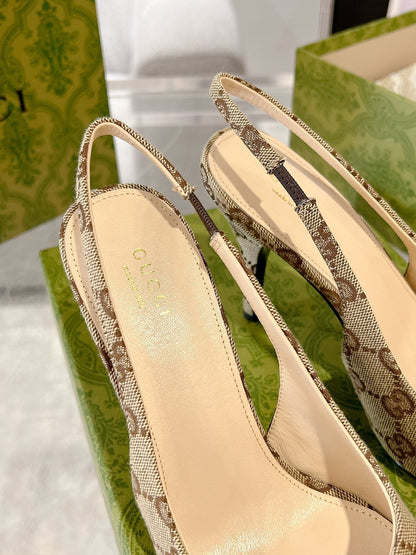 HORSEBIT SLINGBACK 105 IN TAN BEIGE CANVAS
