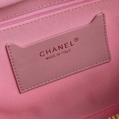 BOWLING BAG 29 IN BABY PINK CALFSKIN GOLD HARDWARE