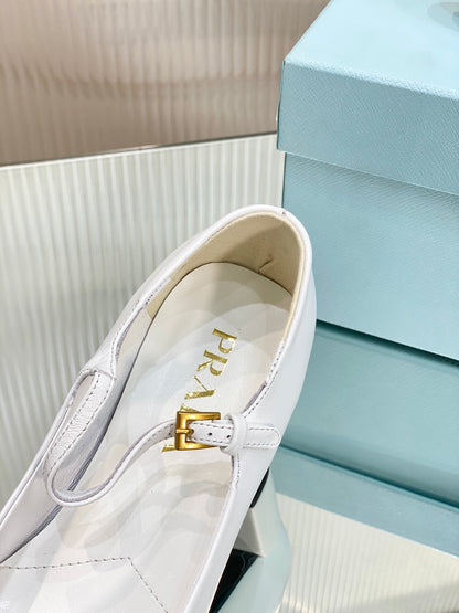 PRA NAPPA MARY JANE PUMPS WHITE LAMBSKIN