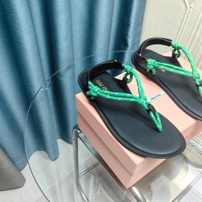 FLIP-FLOPS SANDAL BLACK SHEEPSKIN WITH BRIGHT BLUE STRAP