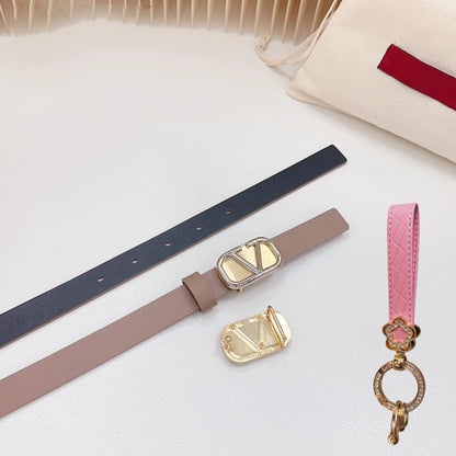 Gold Vlogo and Silver Hardware Buckle Brown Black Calfskin 20mm