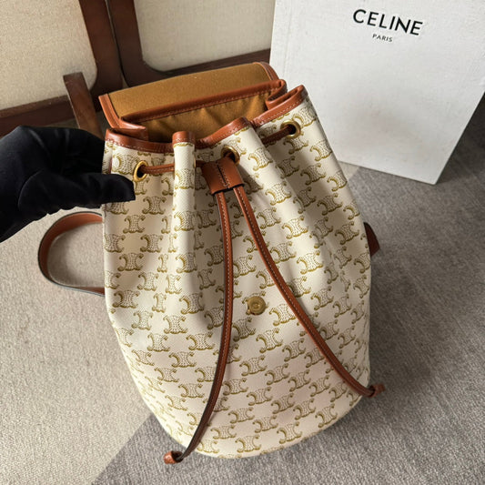 MEDIUM FOLCO BACKPACK 32 IN WHITE TRIOMPHE CANVAS