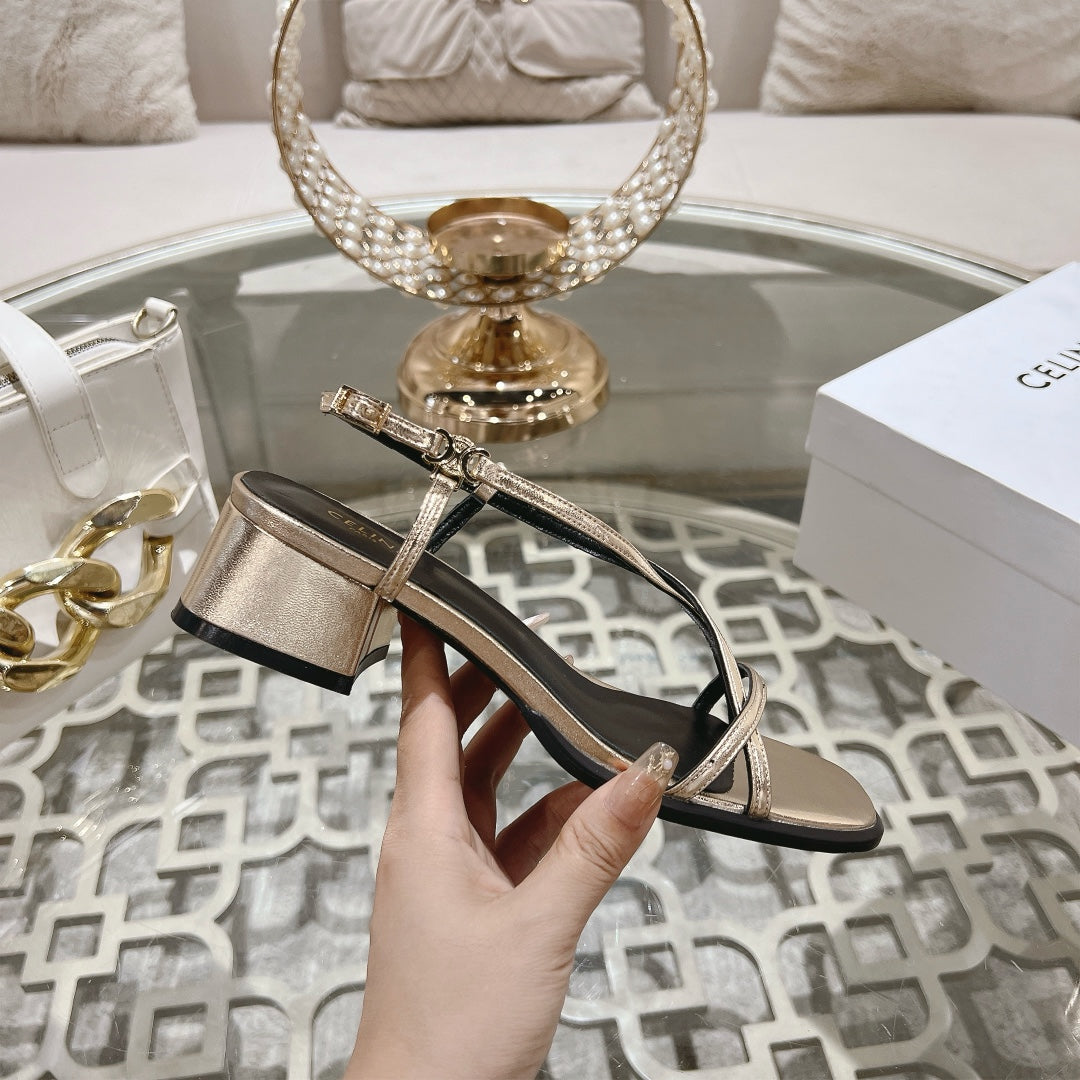 HIGH SANDAL 45MM IN GOLD LAMBSKIN