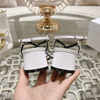 HIGH SANDAL 45MM IN WHITE LAMBSKIN