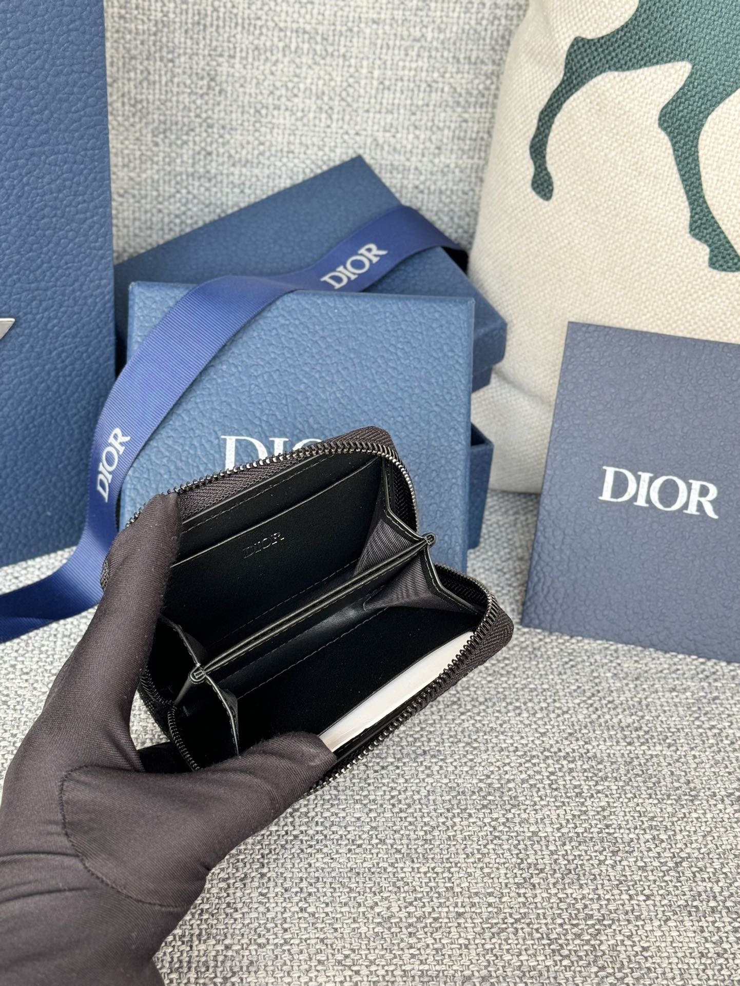 ZIPPED MINI WALLET 10 IN BLACK MONOGRAM OBLIQUE JACQUARD