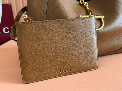 SOFTBIT MAXI SHOULDER BAG 46 IN BROWN GRAINY LAMBSKIN