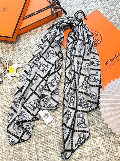 SCARF 135 CM BLACK MIX WHITE 393118