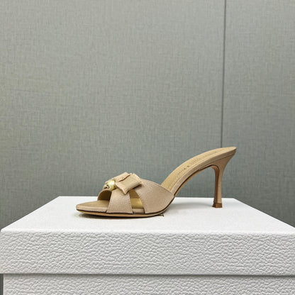 HIGH ADIORABLE MULE IN BISQUE BEIGE FABRIC