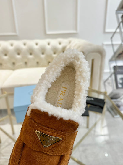 SUEDE LOAFER BRONZE BROWN WITH SHEARLING LINING