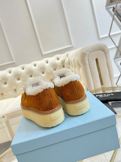 SUEDE LOAFER BRONZE BROWN WITH SHEARLING LINING