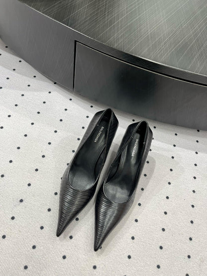 CLASSIC PUMPS 65MM IN BLACK LIZARD PATTERN CALFSKIN