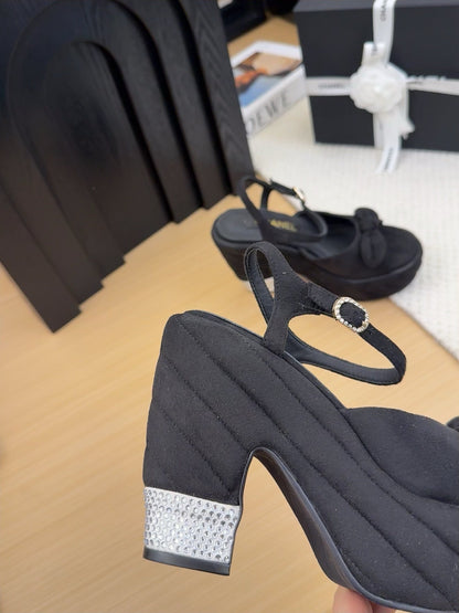 HIGH 12 CM PLATFORM SANDALS IN BLACK SUEDE