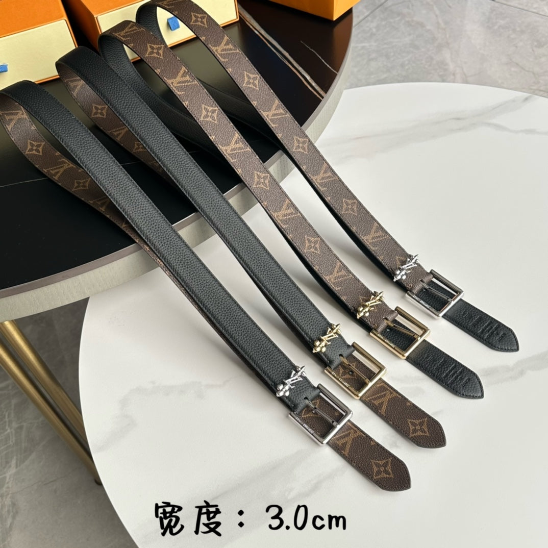 LV BLOOM 30MM BELT IN BROWN MONOGRAM CALFSKIN SILVER HARDWARE