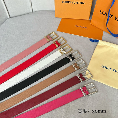 LV BLOOM 30MM BELT IN BLACK CALFSKIN SILVER HARDWARE