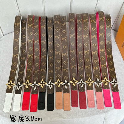 LV  MINI FLOWERGRAM 30MM REVERSIBLE BELT IN BRIGHT PINK CALFSKIN SILVER HARDWARE