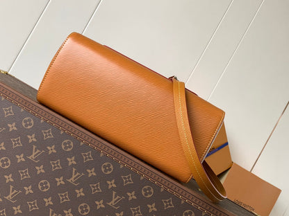 MARELLE TOTE BB BAG 30 IN BRONZE BROWN EPI GRAIN COWHIDE LEATHER