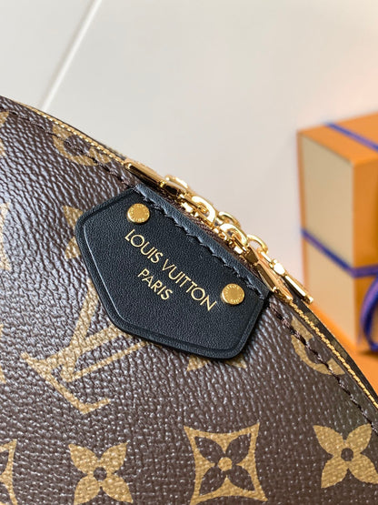 ALMA BE BAG 27 IN BROWN MONOGRAM CANVAS AND COWHIDE