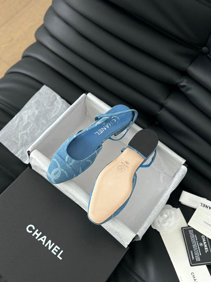 CLASSIC SLINGBACK CERULEAN BLUE CALFSKIN