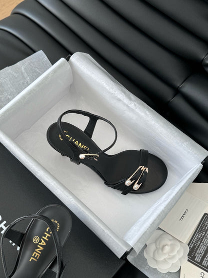 HIGH HEEL 75 MM SANDAL IN BLACK SHEEPSKIN