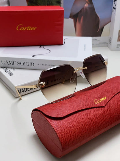 PANTHÈRE RIMLESS GEOMETRIC FRAME SUNGLASSES 562061 IN METAL