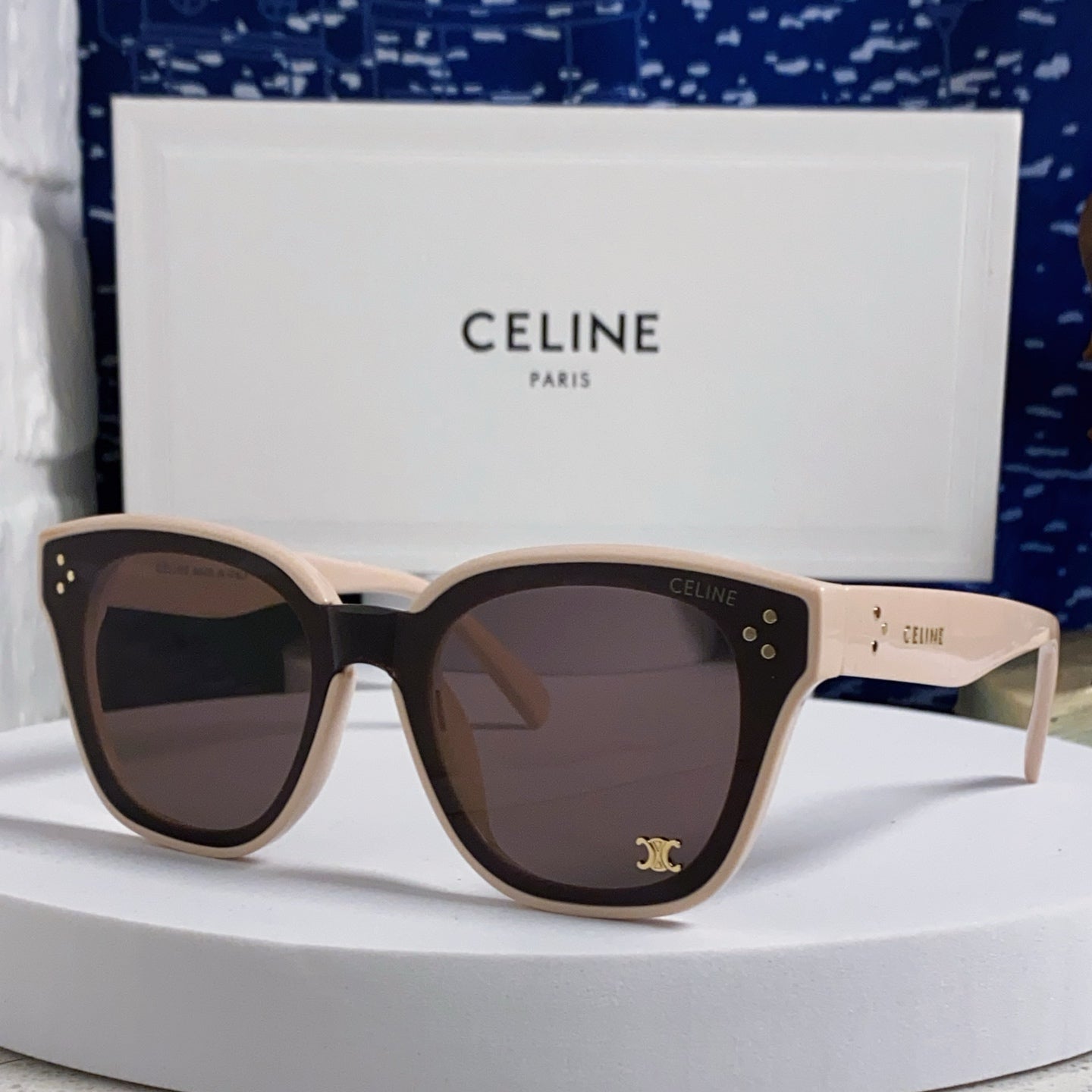 SQUARE SUNGLASS 575841 IN NUDE ACETATE