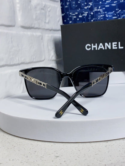SQUARE SUNGLASSES 632032 IN BLACK ACETATE SILVER METAL