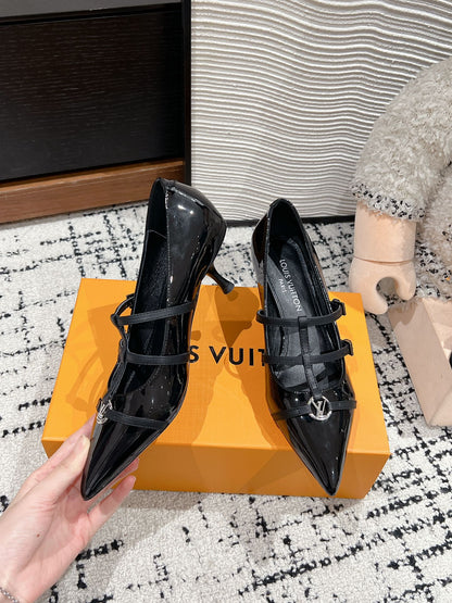 HIGH HEEL 4 CM PUMP IN BLACK CALFSKIN