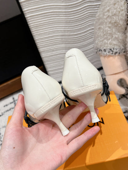 HIGH HEEL 4 CM PUMP IN WHITE CALFSKIN