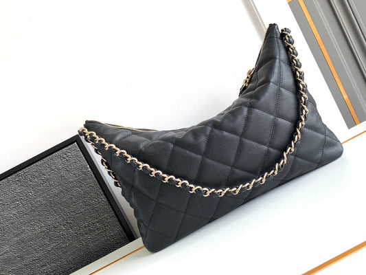 CC HOBO 35 BAG IN BLACK LAMBSKIN