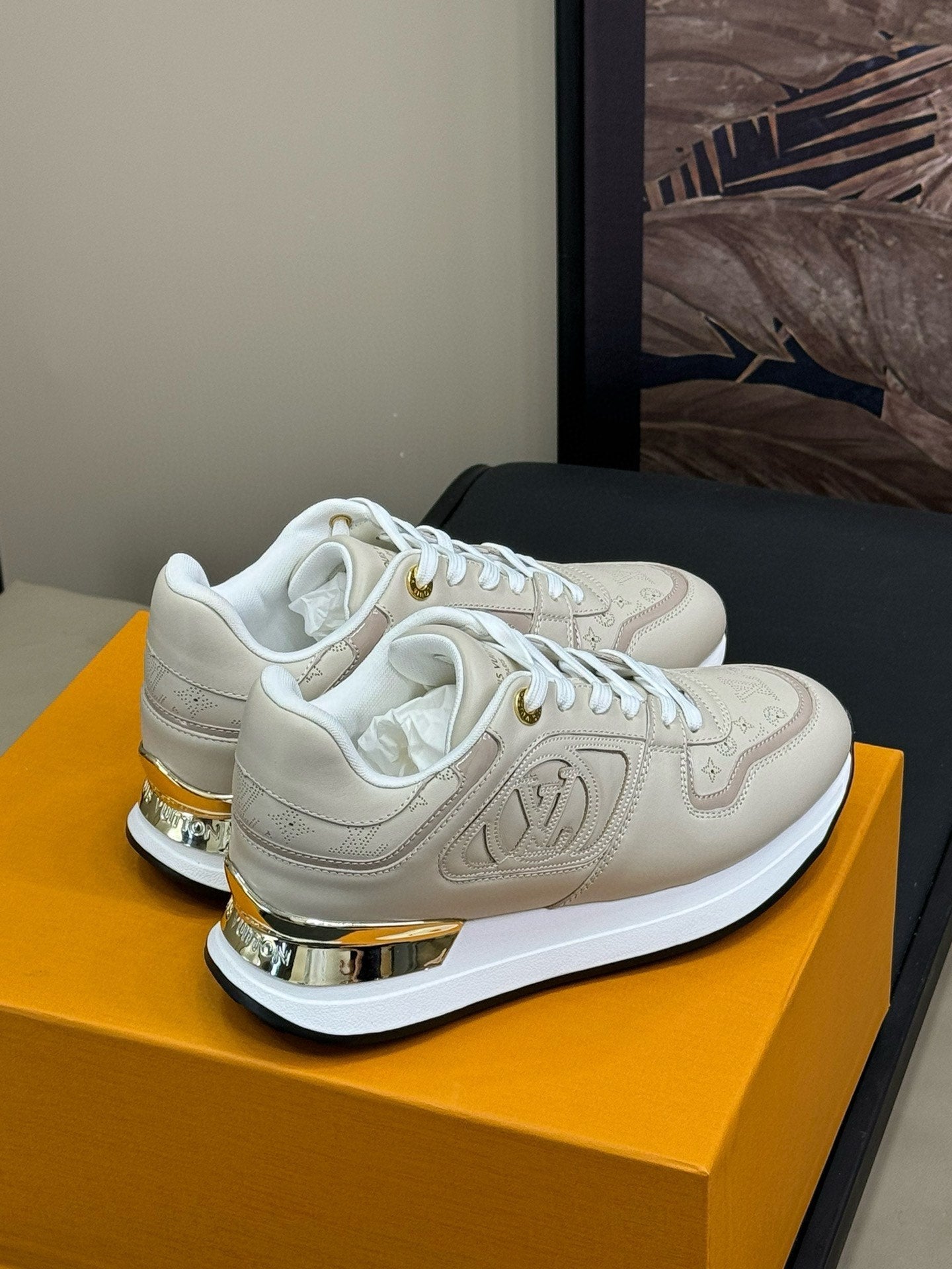 LV NEO RUN AWAY SNEAKER IN KHAKI TAN CALFSKIN