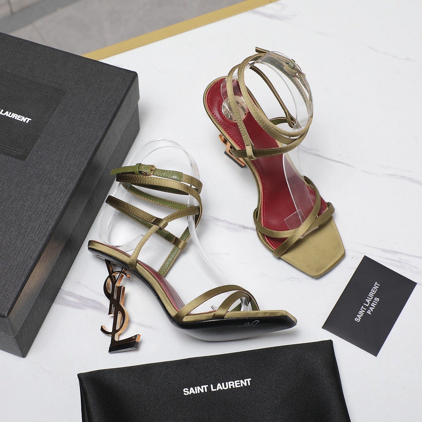 OPYUM SANDALS IN CUBA GOLD SATIN CREPE