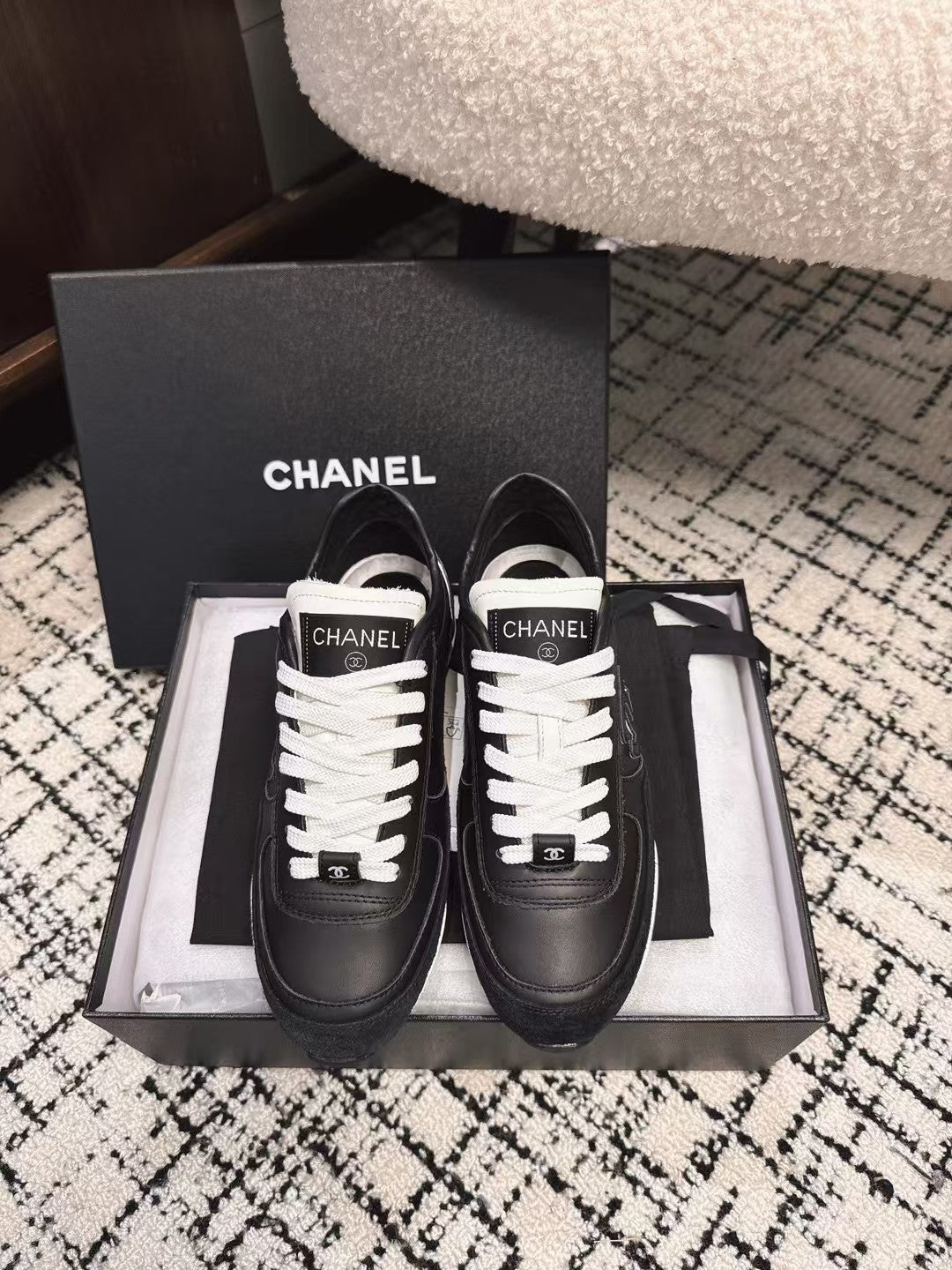 TRAINERS SNEAKER IN BLACK CALFSKIN AND SUEDE