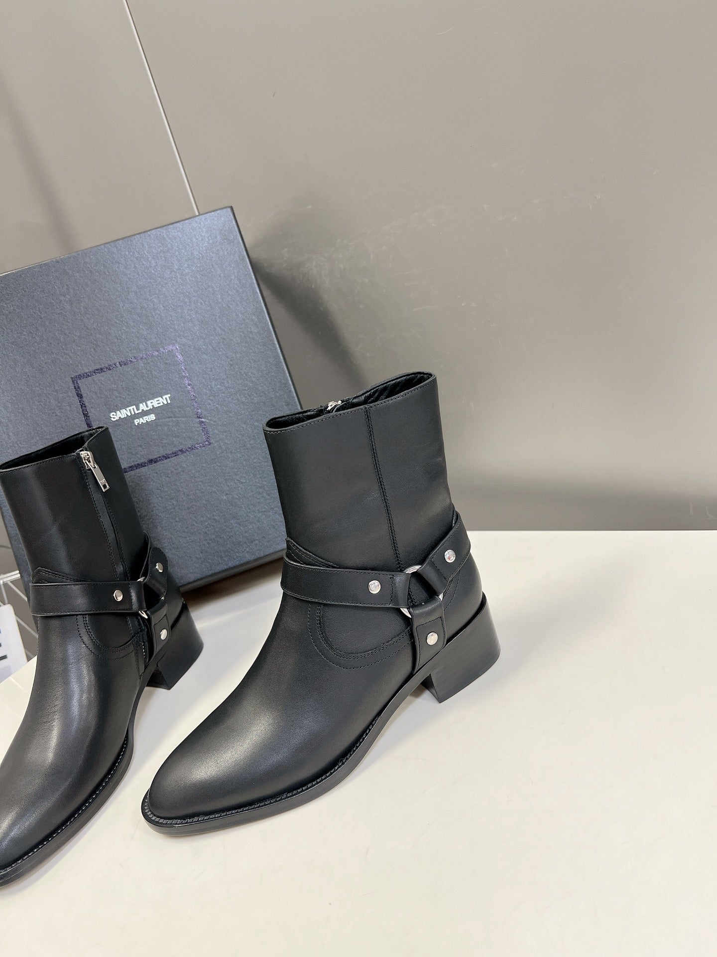 SL HARNESS BOOTS BLACK CALFSKIN